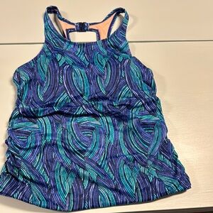 Blue and Green Patterned Tankini top